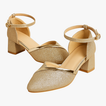 Dameshakken : Helena | Elegante Pumps Met Blokhak in Verfijnde Kleuren in Goud van Pantino