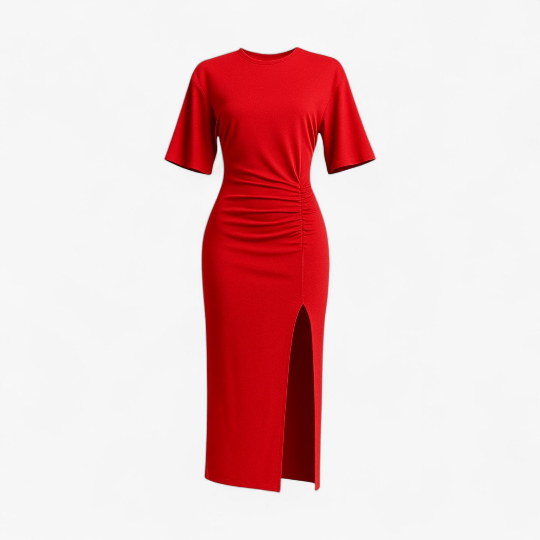Dress : Gia | Midi Jurk Dames met Spacco in Rood van Pantino