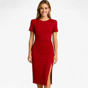 Dress : Gia | Midi Jurk Dames met Spacco in van Pantino