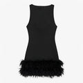 Mini abito da donna nero - Con piume
