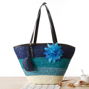 Veala | Strand stro Schoudertas - Blauw - Beach bags - Pantino