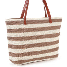 Veala | Populaire stro strandtas - Beige Strepen - Beach bag - Pantino