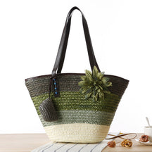 Veala | Strand stro Schoudertas - Leger groen - Beach bags - Pantino