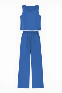 Women Set : Lydia | Vrouwen Boho Twee Delige Set in Donkerblauw van Pantino