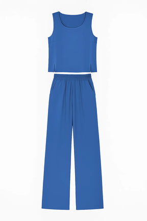 Women Set : Lydia | Vrouwen Boho Twee Delige Set in Donkerblauw van Pantino