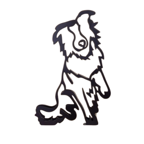 home & garden : Minimalistisch Metalen Dierensilhouet – Hond of Kat Ornament voor Wand of Tafeldecoratie in Australische Shepherd van Pantino