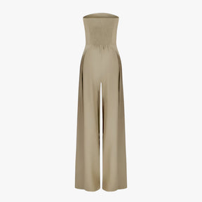 Elegante Zwarte Strapless Dames Jumpsuit - Chic en Comfortabel voor Zomerse Ceremonie