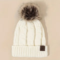 Gorro casual con pompón blanco - Estilo cálido y elegante para invierno - Acrílico
