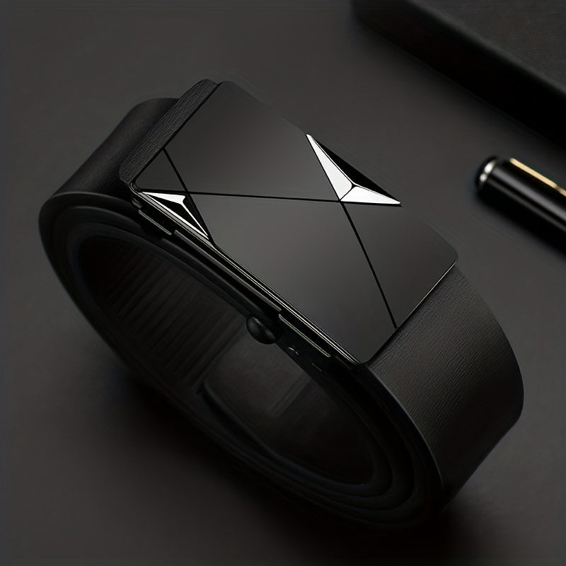 : Herenriem Van Echt Leer Met Automatische Gesp in Zilverachtige Zilveren Gesp van Pantino