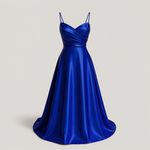 Dress : Camellia | Dames Elegante Lange Jurk met V-hals in Koninklijk Blauw van Pantino