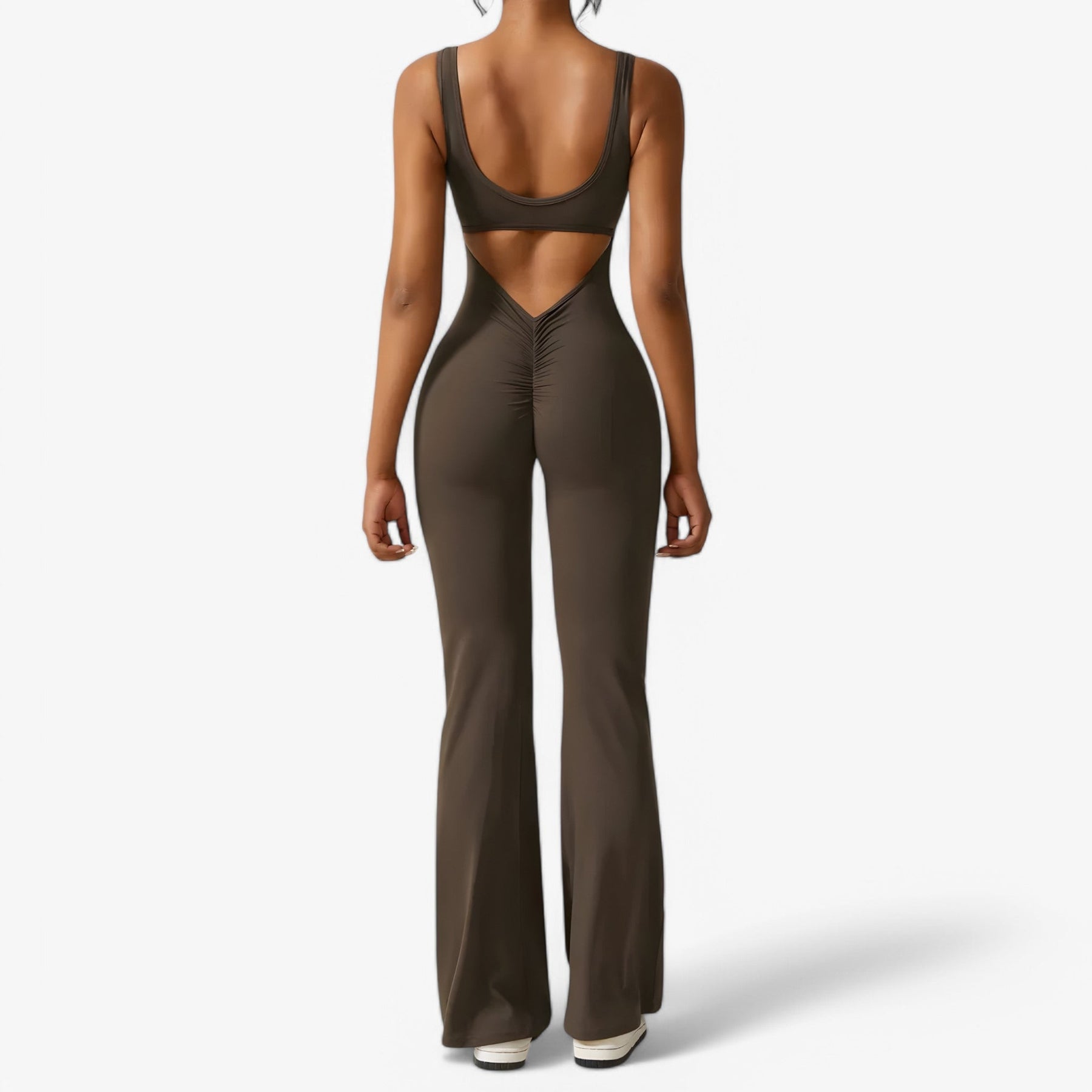 Elegant sort jumpsuit med dyb V-hals til damer