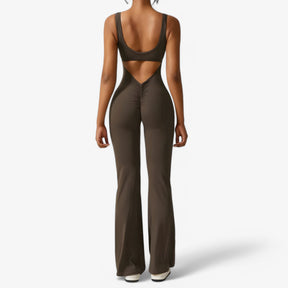 Elegant sort jumpsuit med dyb V-hals til damer