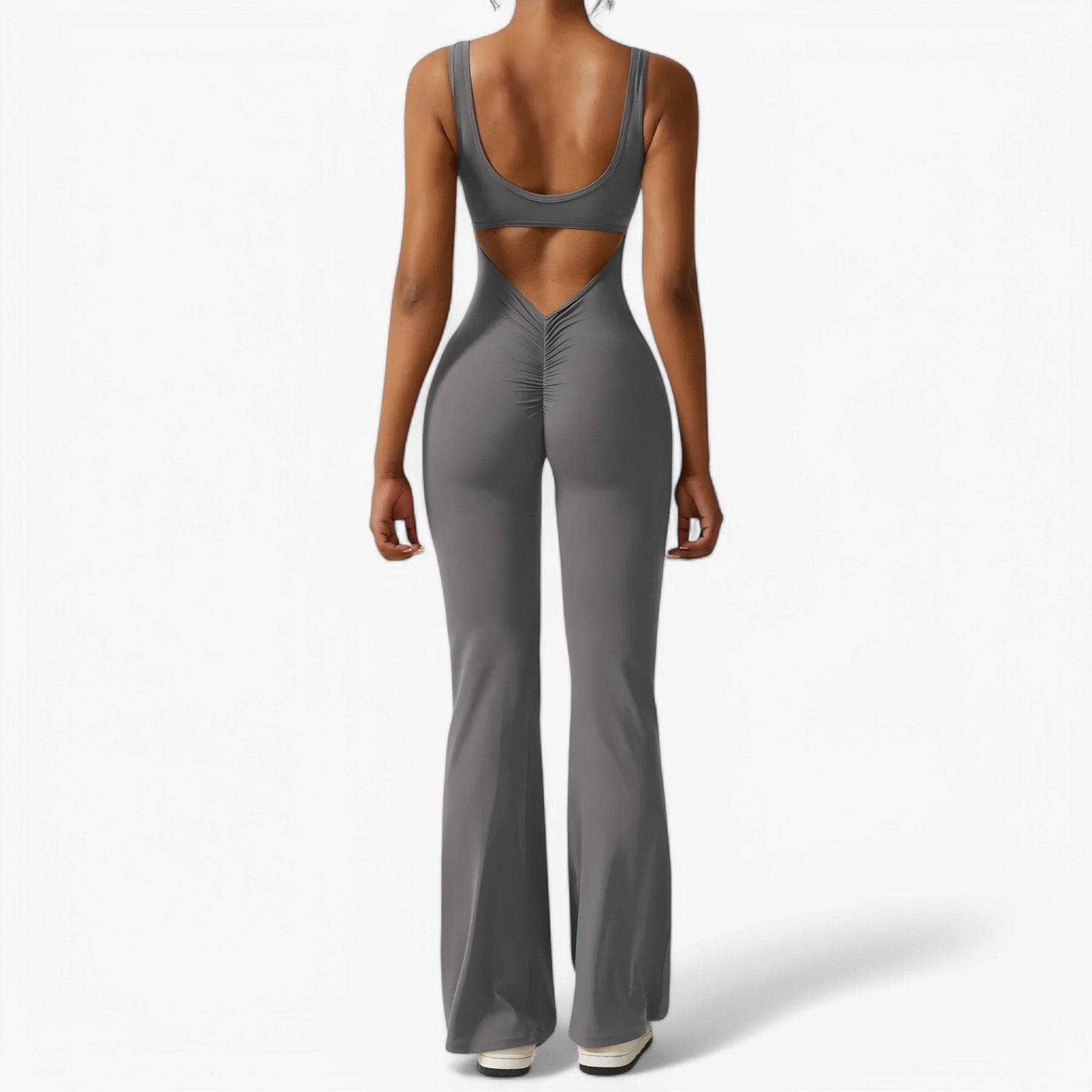 Elegant sort jumpsuit med dyb V-hals til damer
