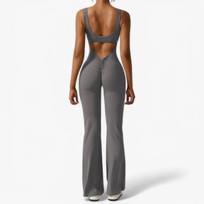 Elegant sort jumpsuit med dyb V-hals til damer