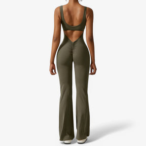 Elegant sort jumpsuit med dyb V-hals til damer