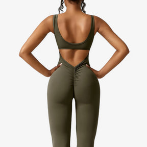 Elegant sort jumpsuit med dyb V-hals til damer