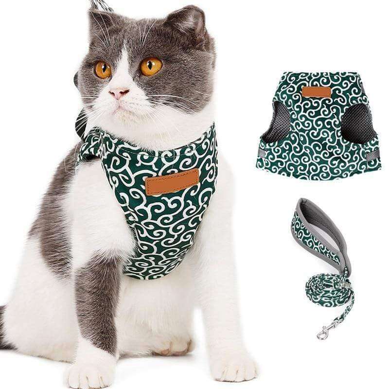 Kattenvest Harnas Set Animals & Pet Supplies Pantino Groen XS 