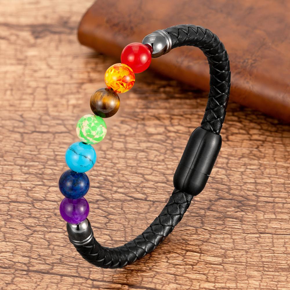 Chakra Connectie Armband | Houd je Chakra's in Balans! - Enkel Zwart - Accessoires en Sieraden - Pantino