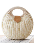 Rattan Skuldertaske Dame Hvid - Håndvævet Bohemian Stil