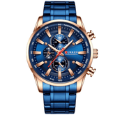 Curren Heren Zakelijk Horloge - Roségoud Blauw - - Pantino