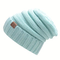 Gorro casual tejido verde claro - Estilo relajado para invierno - Acrílico