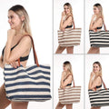 Borsa da spiaggia a strisce nere - Paglia di tendenza
