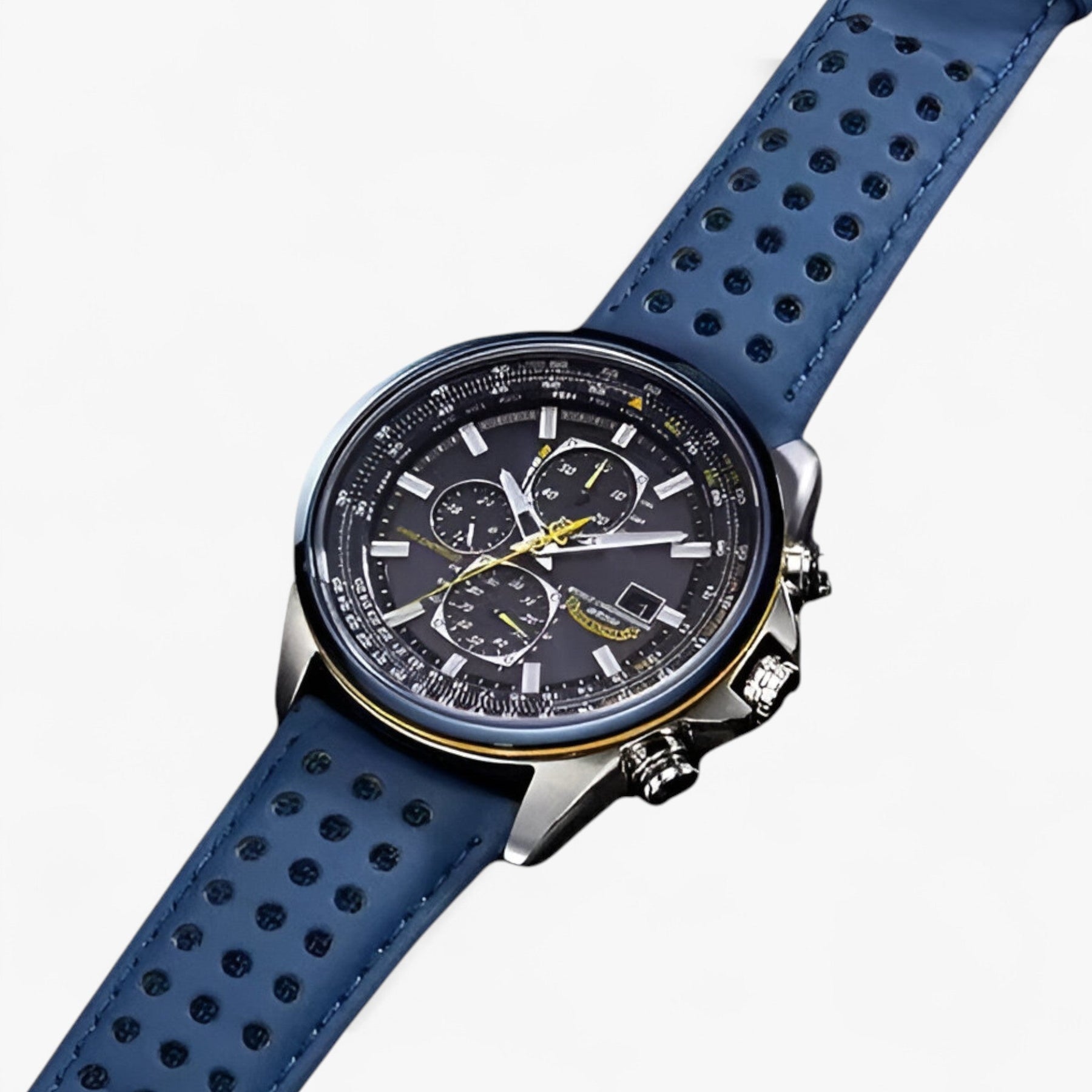 Heren Chronograaf Horloge MultiSteel 42mm, Zilverkleurig Staal met Elegante Blauwe Wijzerplaat