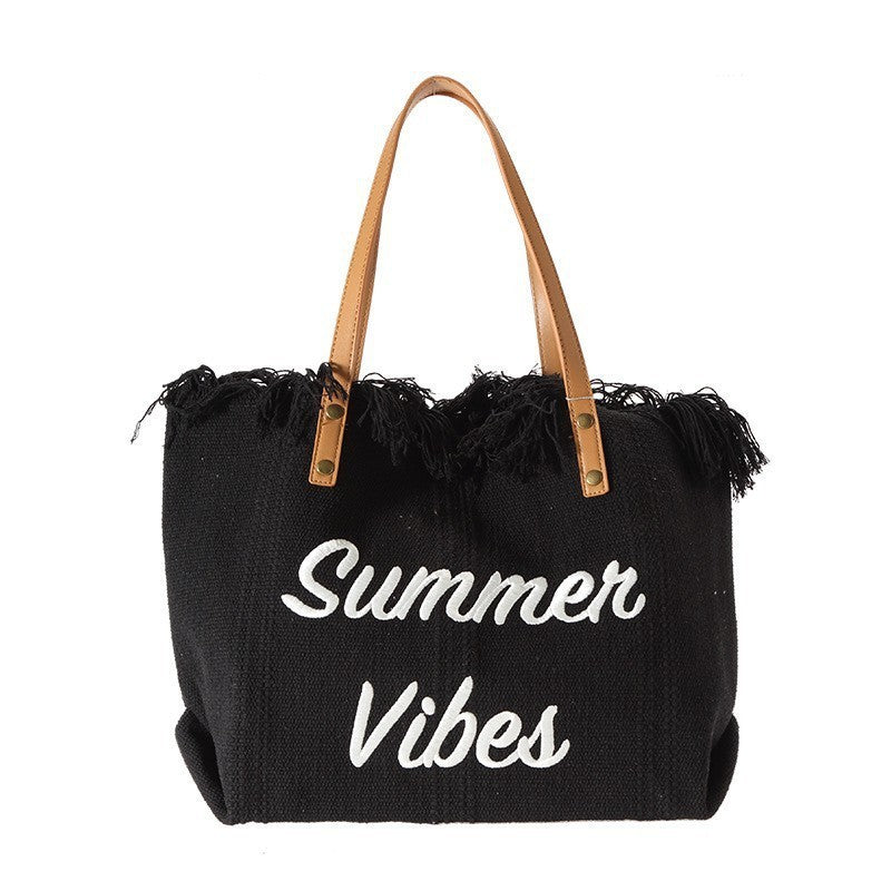 Veala | Fashion strandtas reistas - Zwart - Beach bag - Pantino