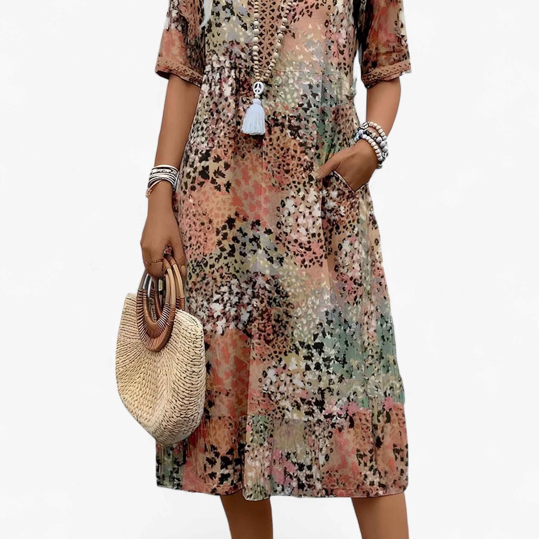 Dames Elegante Zomerse Gebloemde Midi Jurk voor Ceremonies en Speciale Gelegenheden