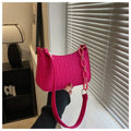 Bolso de Silla Media Luna para Mujer Rosa Oscuro - Diseño Acanalado - Cuero Sintético