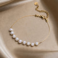 Pulsera dorada - Eva Pearl acero inoxidable