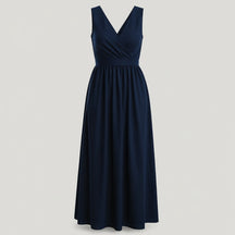 Dress : Adelina | Dames Elegante Lange Maxi Jurk Zomer in Diepe Marine van Pantino