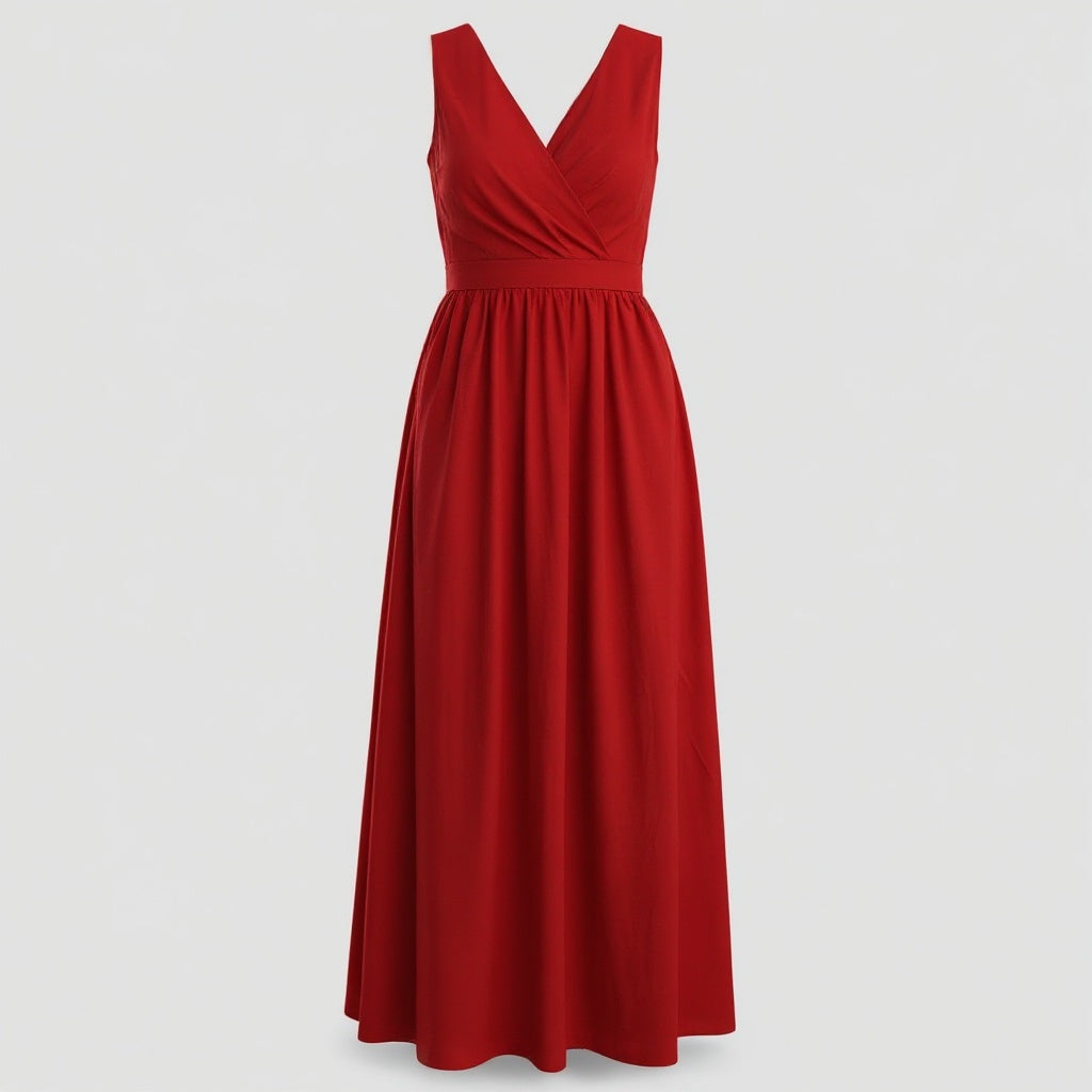 Dress : Adelina | Dames Elegante Lange Maxi Jurk Zomer in Rood van Pantino