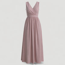 Dress : Adelina | Dames Elegante Lange Maxi Jurk Zomer in Stoffig Mauve van Pantino