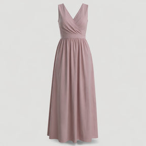 Dress : Adelina | Dames Elegante Lange Maxi Jurk Zomer in Stoffig Mauve van Pantino