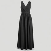 Dress : Adelina | Dames Elegante Lange Maxi Jurk Zomer in Houtskoolgrijs van Pantino