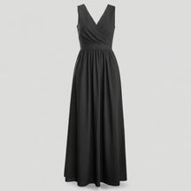 Dress : Adelina | Dames Elegante Lange Maxi Jurk Zomer in Houtskoolgrijs van Pantino