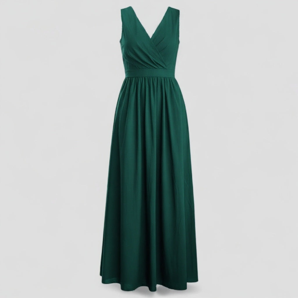 Dress : Adelina | Dames Elegante Lange Maxi Jurk Zomer in Diepblauw van Pantino