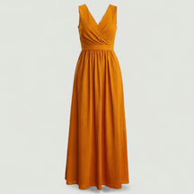 Dress : Adelina | Dames Elegante Lange Maxi Jurk Zomer in Verbrande sinaasappel van Pantino