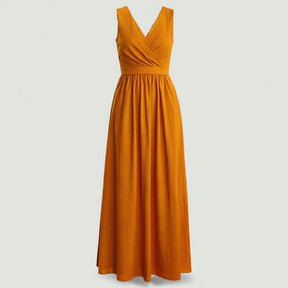 Dress : Adelina | Dames Elegante Lange Maxi Jurk Zomer in Verbrande sinaasappel van Pantino