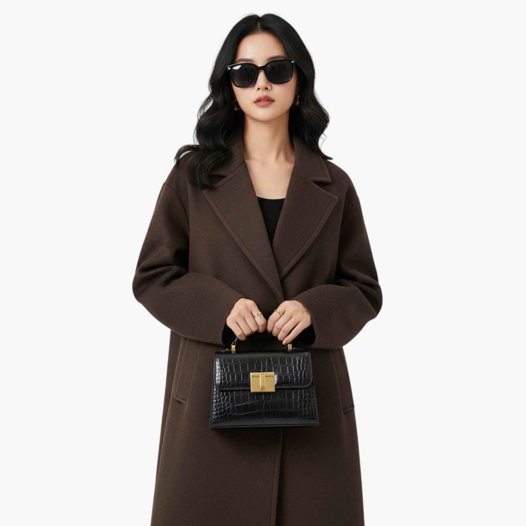 Damesjassen & -jacks : Angela | Lange Winterjas Dames Elegante Wollen Jas in van Pantino