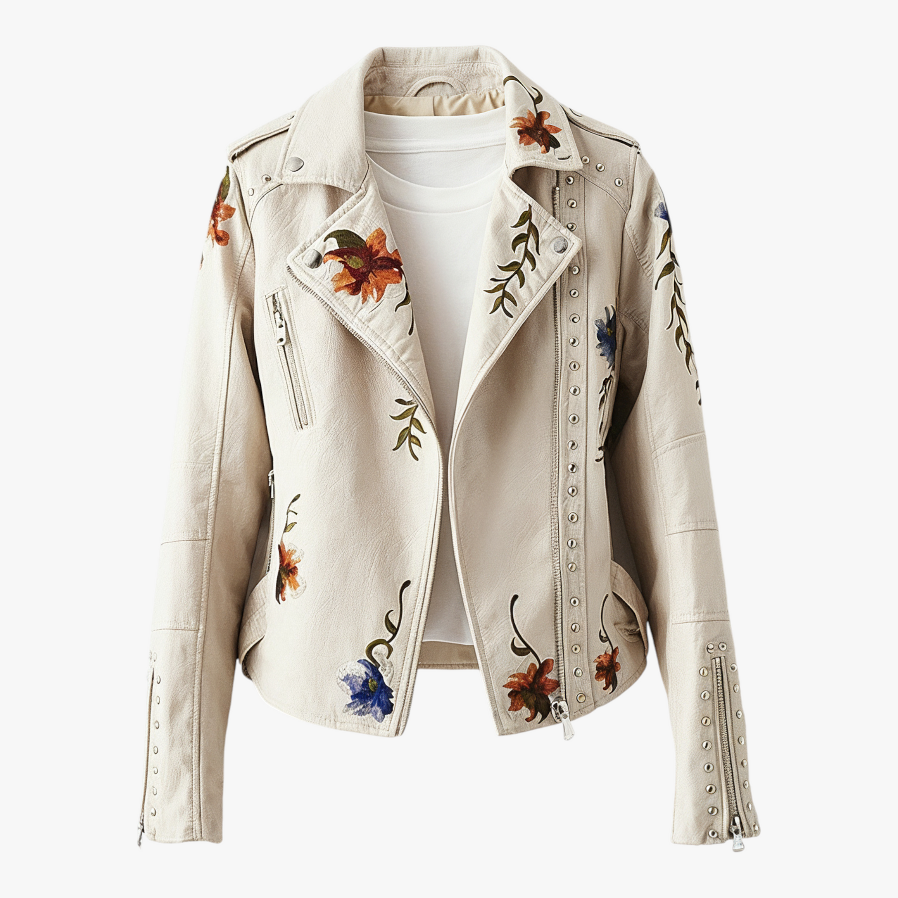 Damesjassen & -jacks : Cassey | Dames Retro Tussenjas met Bloemenmotief in Wit van Pantino