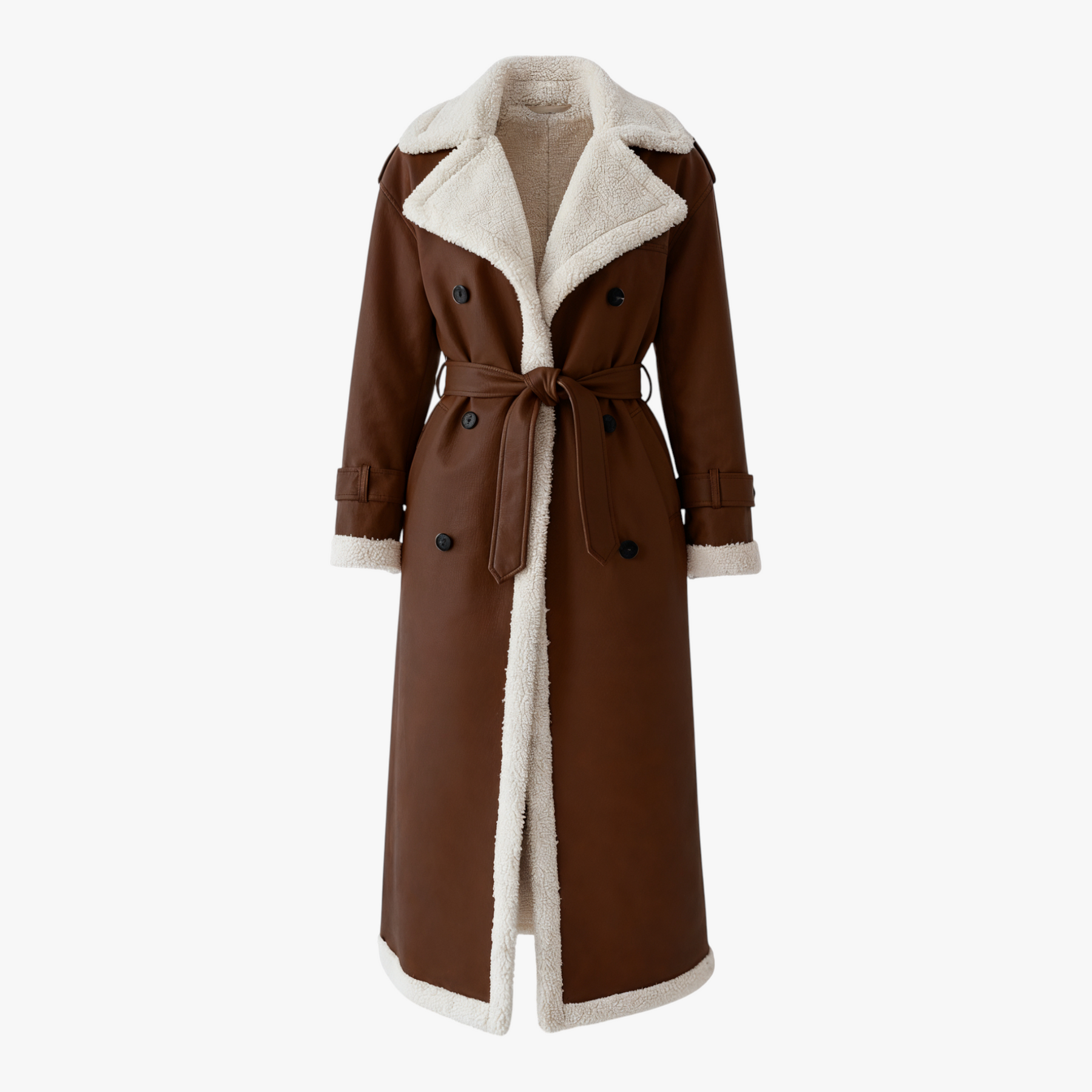 Winterjassen : Amalia | Lange Gewatteerde Winterjas Dames in Bruin van Pantino