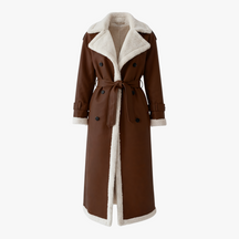 Winterjassen : Amalia | Lange Gewatteerde Winterjas Dames in Bruin van Pantino