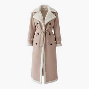 Winterjassen : Amalia | Lange Gewatteerde Winterjas Dames in Abrikoos van Pantino