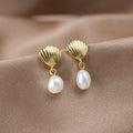 Pendientes dorados - Leya Pearl 2 cm