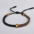 Pulsera de la suerte budista negra - Vintage hecho a mano - Cuentas