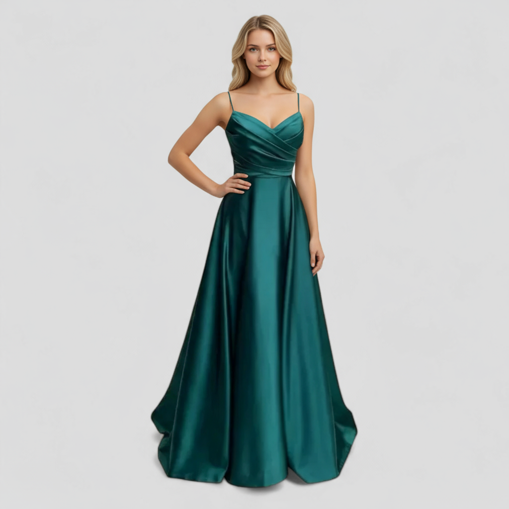 Dress : Camellia | Dames Elegante Lange Jurk met V-hals in van Pantino