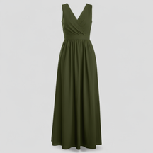Dress : Adelina | Dames Elegante Lange Maxi Jurk Zomer in Bosgroen van Pantino