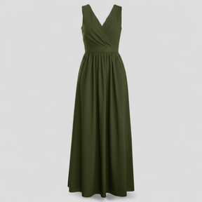 Dress : Adelina | Dames Elegante Lange Maxi Jurk Zomer in Bosgroen van Pantino
